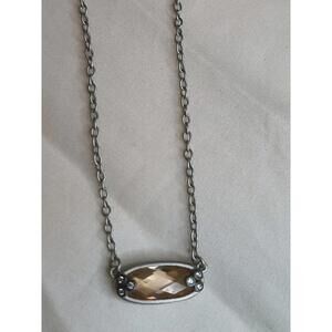 Freida Rothman Champagne Pendant & Matte Platinum Rhodium Over Silver Necklace